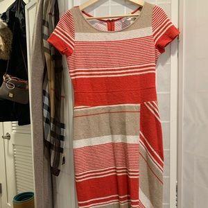 Striped shift dress work dress midi